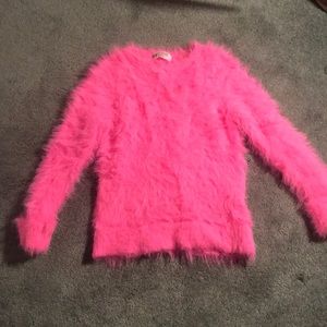 Hot pink furry h&m sweater